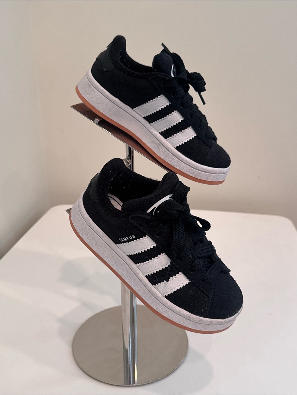 Adidas Kids Black and White Campus Low-Top Sneakers